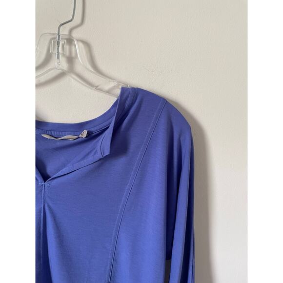 Athleta Oversized Quick Dry V-Neck Three Quarter Sleeve Workout Top Purple XXS - Picture 3 of 8
